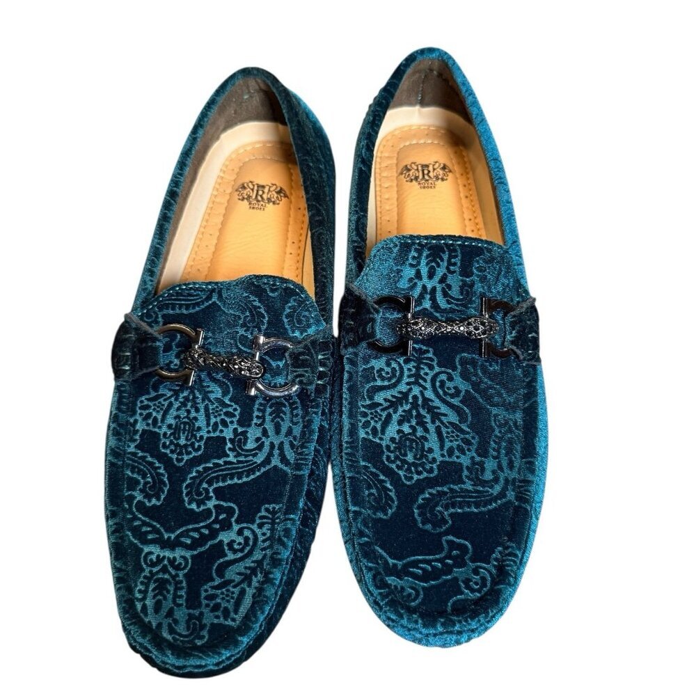 Royal Shoes Green Velvet Loafers Moccasins Men’s Size 8.5 Shoes New